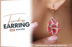 Watermelon Slices and Seeds on Pink teardrop earring Product Image 1