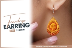 Smiling Sun Face with Closed Eyes and Wavy teardrop earring Product Image 1