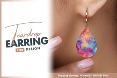 Abstract Swirling Colorful Fluid Art teardrop earring Product Image 1