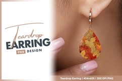 Autumn Leaves Close Up Red Orange Yellow teardrop earring Product Image 1