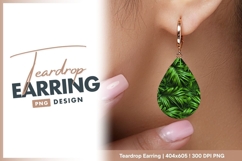 Lush Green Palm Leaves Overlapping Dense teardrop earring Product Image 1