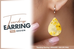 Yellow Poppy Flowers Illustration on teardrop earring Product Image 1