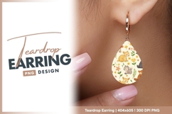 Cartoon Forest Animals Flowers and Mushroom teardrop earring Product Image 1