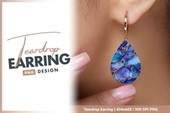 Abstract Blue and Gold Fluid Art Texture teardrop earring Product Image 1
