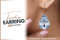 Winter wolf artwork with snowflakes design teardrop earring Product Image 1