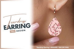 Dark Green Floral Pattern with Leafy teardrop earring Product Image 1