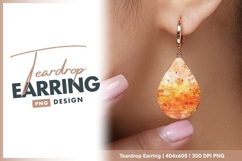 Watercolor Autumn Landscape with Orange teardrop earring Product Image 1