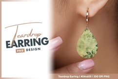 Botanical Illustration with Green Leaves teardrop earring Product Image 1