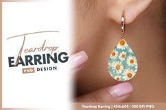 Daisy Flowers Pattern on Teal Background teardrop earring Product Image 1