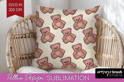 Teddy Bear Pillow Sublimation - Valentine Pillow Cover PNG Product Image 1