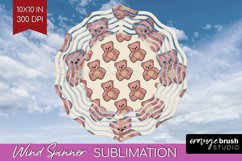 Teddy Bear Wind Spinner Sublimation PNG - Valentine Round Product Image 1