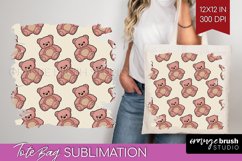 Teddy Bear Tote Bag - Valentine Tote Bag PNG Sublimation Product Image 1