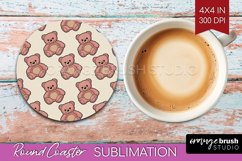 Teddy Bear Round Coaster - Valentine Coaster PNG Sublimation Product Image 1
