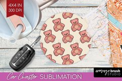 Teddy Bear Car Coaster - Valentine Coaster PNG Sublimation Product Image 1