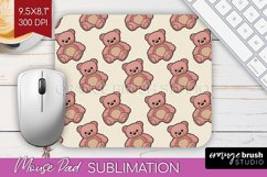 Teddy Bear Mouse Pad Sublimation - Valentine Mousepad PNG Product Image 1