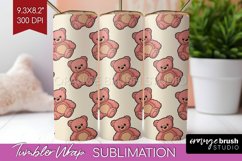 Teddy Bear Tumbler Wrap - Valentine Tumbler PNG Sublimation Product Image 1