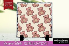 Teddy Bear Slate PNG - Valentine Square Slate Sublimation Product Image 1