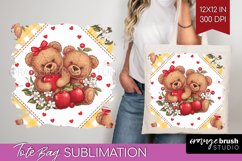 Teddy Bear Tote Bag - Valentine Tote Bag PNG Sublimation Product Image 1