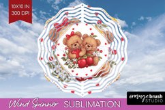 Teddy Bear Wind Spinner Sublimation PNG - Valentine Round Product Image 1