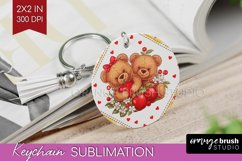 Teddy Bear Keychain PNG - Valentine Keychain Sublimation Product Image 1