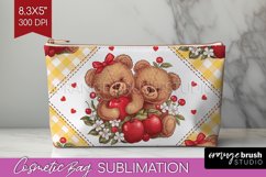 Teddy Bear Cosmetic Bag - Valentine Makeup Bag PNG Product Image 1