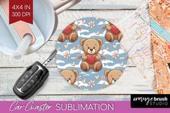 Teddy Bear Car Coaster - Valentine Coaster PNG Sublimation Product Image 1