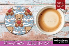 Teddy Bear Round Coaster - Valentine Coaster PNG Sublimation Product Image 1