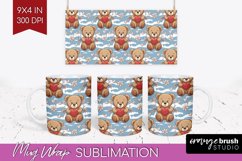 Teddy Bear Mug Wrap - Valentine Mug PNG Sublimation Product Image 1