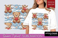 Teddy Bear Square Tshirt Background - Valentine PNG Product Image 1