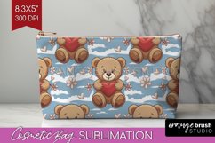 Teddy Bear Cosmetic Bag - Valentine Makeup Bag PNG Product Image 1
