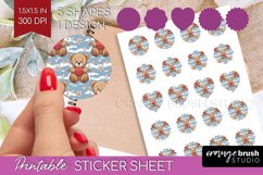 Teddy Bear Round Sticker - Valentine Printable Sticker Sheet Product Image 1
