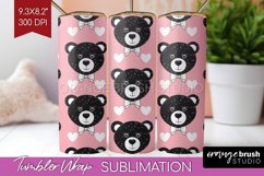 Teddy Bear Tumbler Wrap - Valentine Tumbler PNG Sublimation Product Image 1