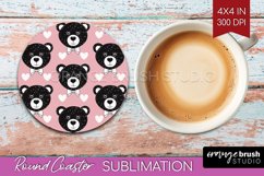 Teddy Bear Round Coaster - Valentine Coaster PNG Sublimation Product Image 1