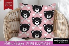 Teddy Bear Pillow Sublimation - Valentine Pillow Cover PNG Product Image 1