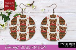 Teddy Bear Round Earrings - Valentine PNG Sublimation Product Image 1