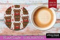 Teddy Bear Round Coaster - Valentine Coaster PNG Sublimation Product Image 1