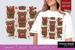 Teddy Bear Square Tshirt Background - Valentine PNG Product Image 1