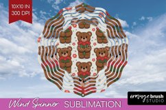 Teddy Bear Wind Spinner Sublimation PNG - Valentine Round Product Image 1