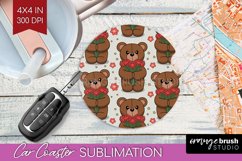 Teddy Bear Car Coaster - Valentine Coaster PNG Sublimation Product Image 1