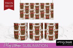 Teddy Bear Mug Wrap - Valentine Mug PNG Sublimation Product Image 1