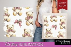 Teddy Bear Tote Bag - Valentine Tote Bag PNG Sublimation Product Image 1