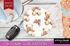 Teddy Bear Car Coaster - Valentine Coaster PNG Sublimation Product Image 1