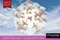 Teddy Bear Wind Spinner Sublimation PNG - Valentine Round Product Image 1