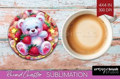 Teddy Bear Round Coaster - Valentine Coaster PNG Sublimation Product Image 1
