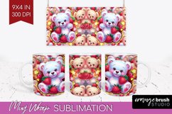Teddy Bear Mug Wrap - Valentine Mug PNG Sublimation Product Image 1