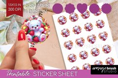 Teddy Bear Round Sticker - Valentine Printable Sticker Sheet Product Image 1