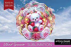 Teddy Bear Wind Spinner Sublimation PNG - Valentine Round Product Image 1
