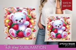 Teddy Bear Tote Bag - Valentine Tote Bag PNG Sublimation Product Image 1