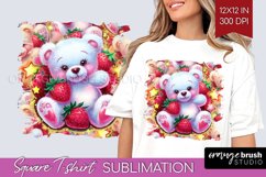 Teddy Bear Square Tshirt Background - Valentine PNG Product Image 1