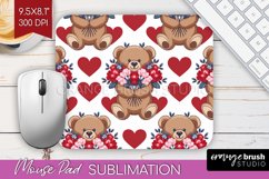 Teddy Bear Mouse Pad Sublimation - Valentine Mousepad PNG Product Image 1